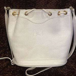 Vintage Burberry White Leather Bucket Bag